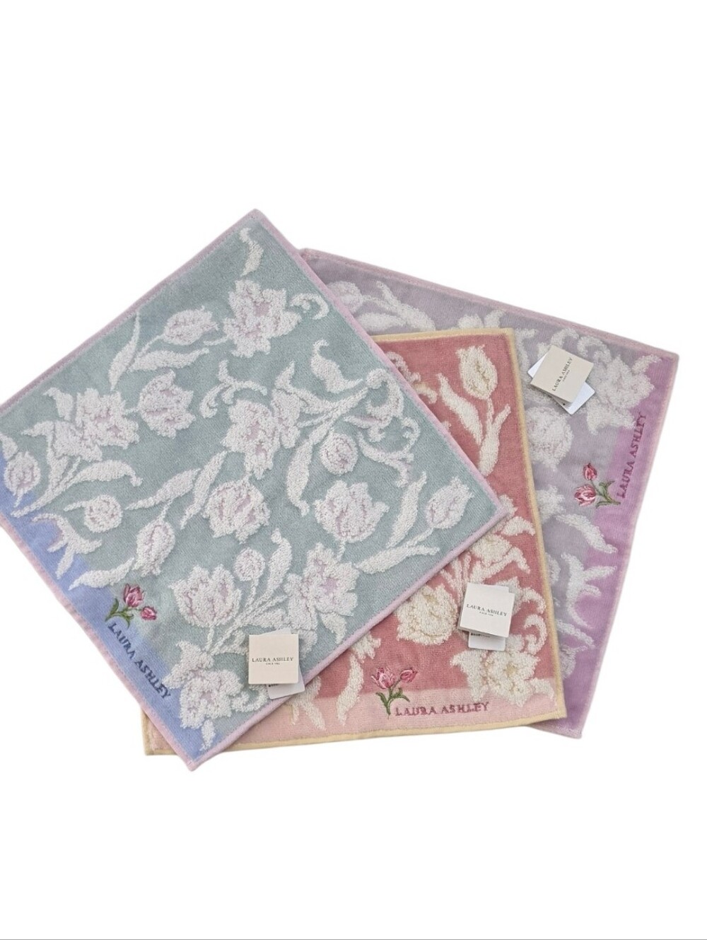 Laura Ashley Japan Floral Mini Towels Washcloths Set of 3 New With Tags - Picture 2 of 12